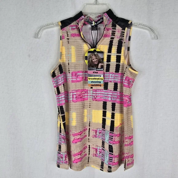 Jamie Sadock Tank Top Womens XS Golf Tennis Pink Creme Brulee 1/4 Zip Shirt - Picture 1 of 11